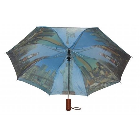 CONCH UMBRELLAS Conch Umbrellas 3899NY 44 in. Automatic Open 3 Fold Compact Umbrella With Ny Sightseeing Design - Navy 3899NY